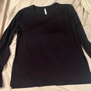 Fabletics XL Elegant Black Long Sleeve Tee tunic slit sides like new